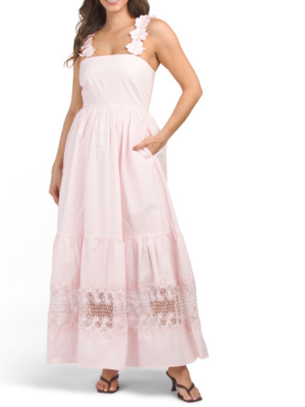 SOLITAIRE 3d Floral Strap Maxi Dress
